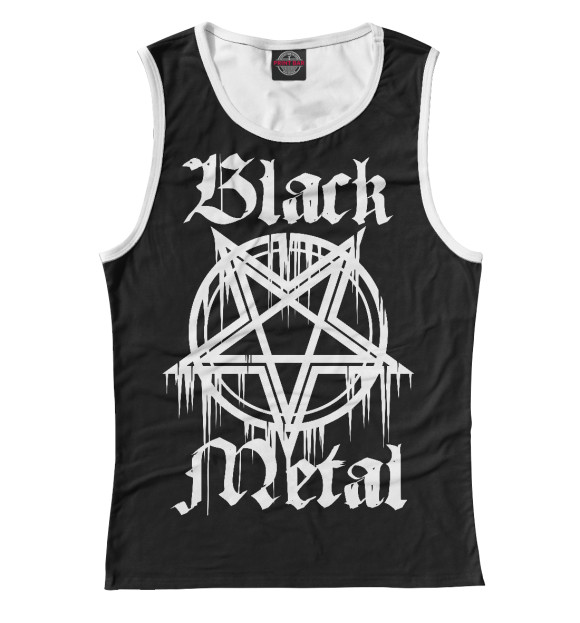 Женская майка с изображением Black metal цвета Белый