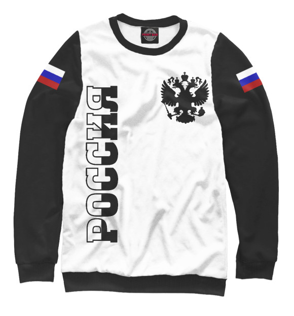 Женский свитшот с изображением Россия (ч/б) цвета Белый