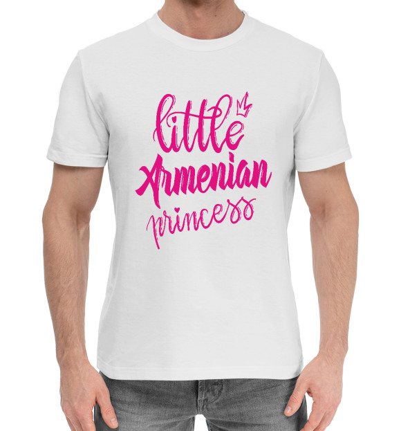 Мужская хлопковая футболка с изображением Армянская принцесса цвета Белый