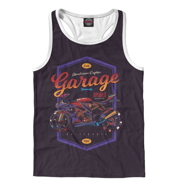 Мужская майка-борцовка с изображением Garage цвета Белый