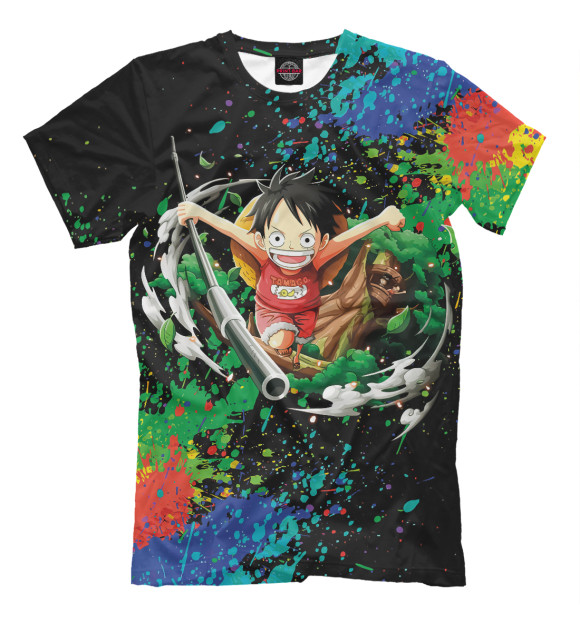 Мужская футболка с изображением One Piece Большой куш цвета Белый