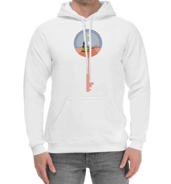 Мужской хлопковый худи с изображением Lonely цвета Белый