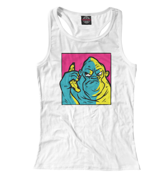 Женская майка-борцовка с изображением Горилла с телефоном бананом цвета Белый