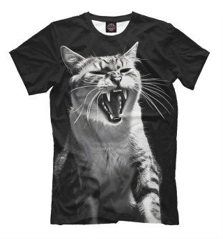 Мужская футболка Орущий вредный кот