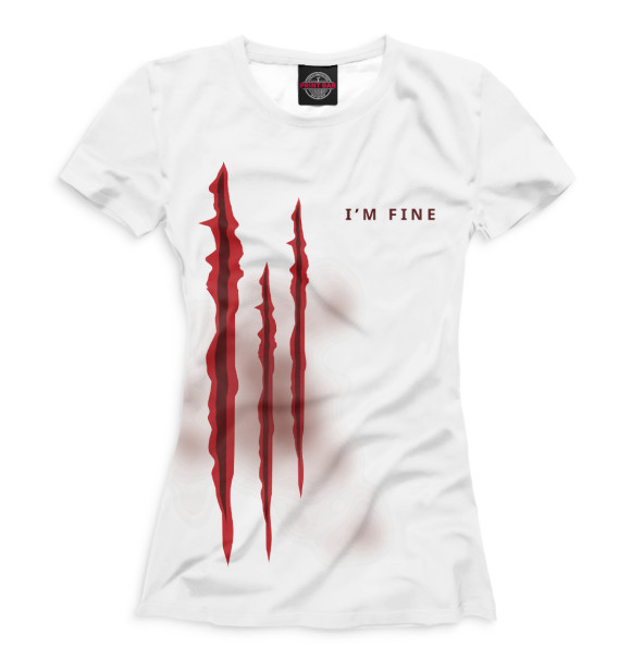 Женская футболка с изображением I'm fine цвета Белый