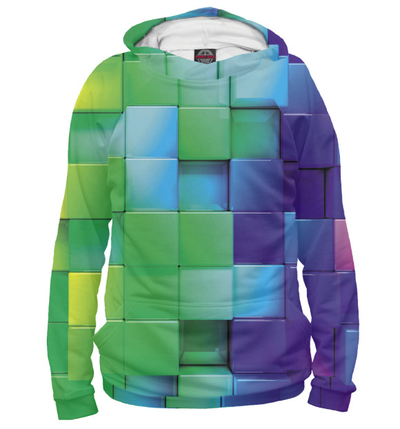 Мужское худи с изображением 3D pattern / Color цвета Белый