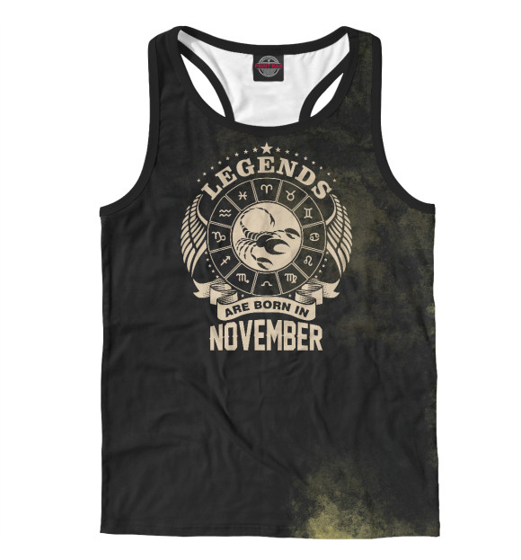 Мужская майка-борцовка с изображением Scorpio Legends Are Novembe цвета Белый