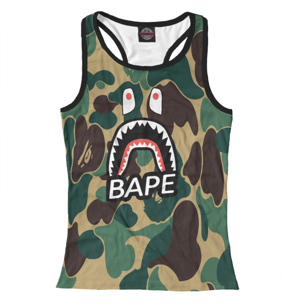 Женская майка-борцовка с изображением BAPE цвета Белый