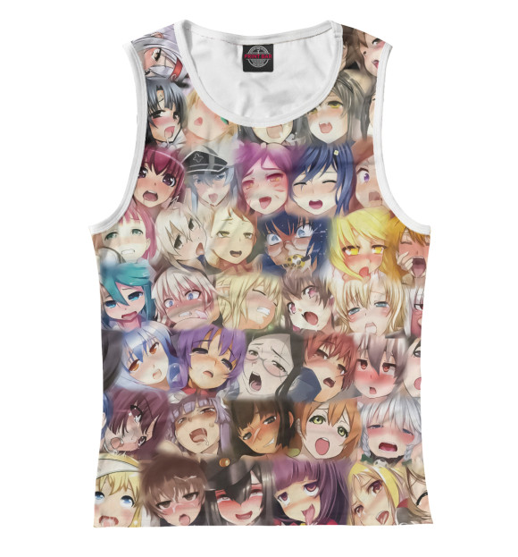 Женская майка с изображением Ahegao цвета Белый