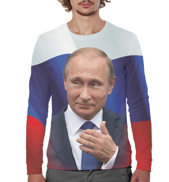 Мужской свитшот с изображением Путин цвета Белый