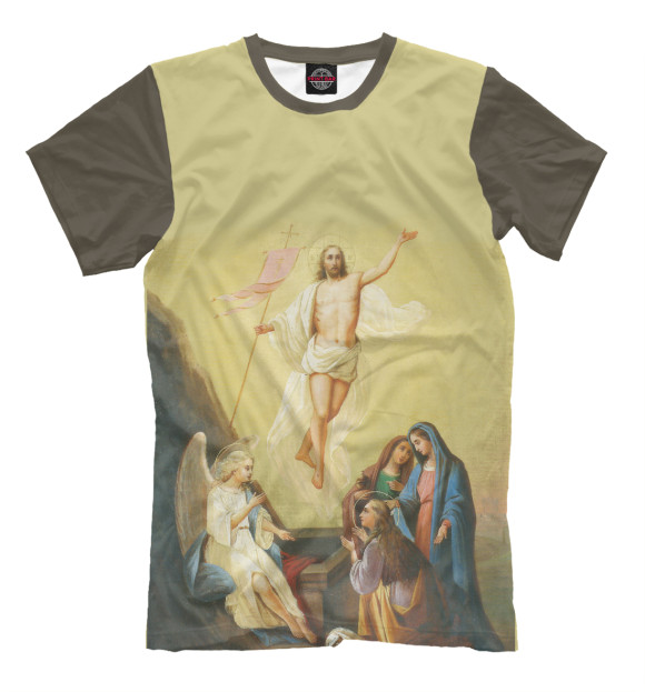 Мужская футболка с изображением Воскресение Христово цвета Белый
