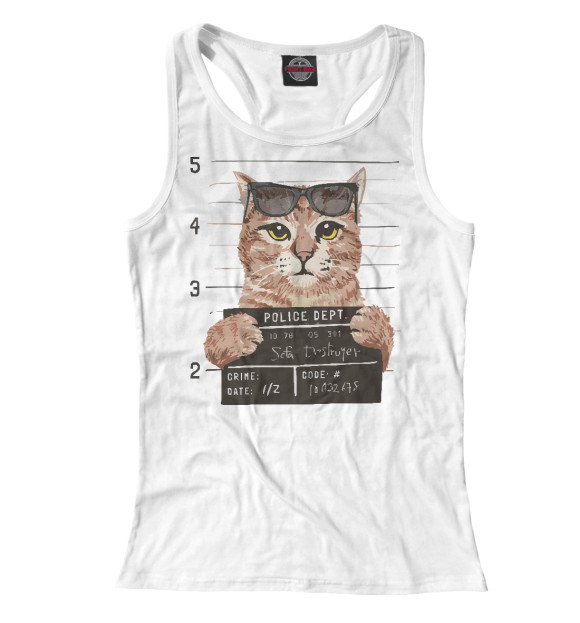 Женская майка-борцовка с изображением Кота замели цвета Белый