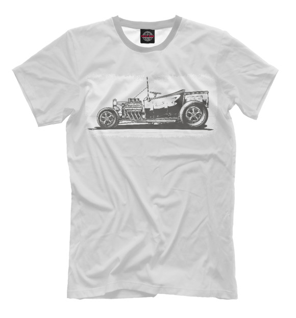 Мужская футболка с изображением Hot Rod (retro car) цвета Белый