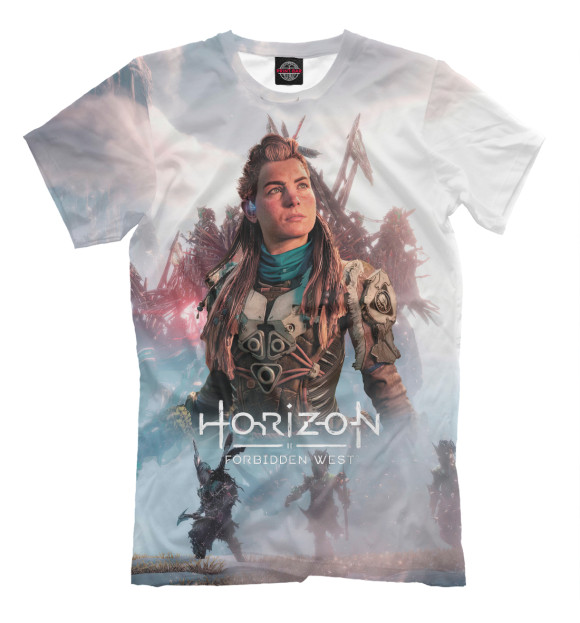 Мужская футболка с изображением Horizon Zero Aloy цвета Белый