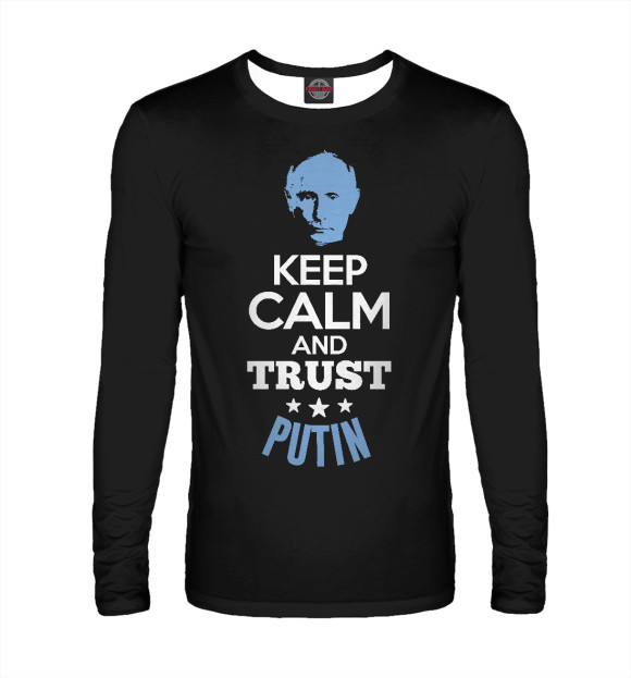 Мужской лонгслив с изображением Trust Putin цвета Белый
