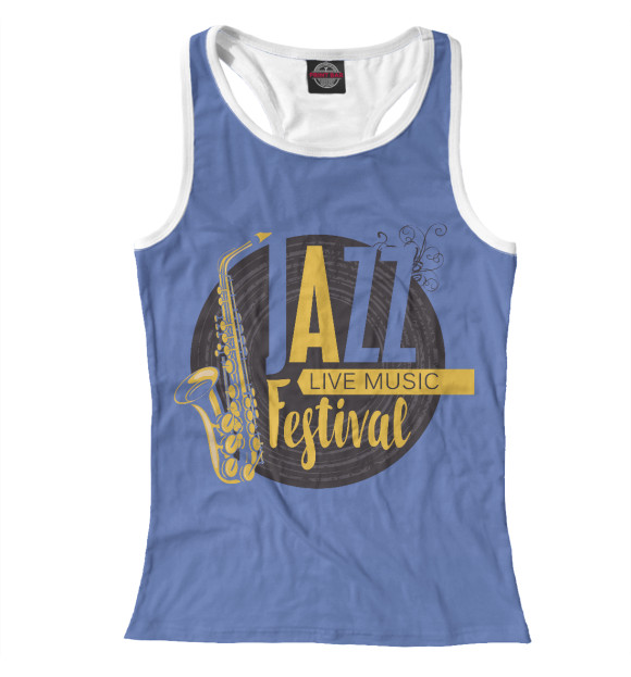 Женская майка-борцовка с притом Jazz цвета Белый Женская майка-борцовка с изображением Jazz цвета Белый