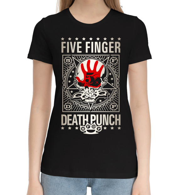 Женская хлопковая футболка с изображением Five Finger Death Punch цвета Черный