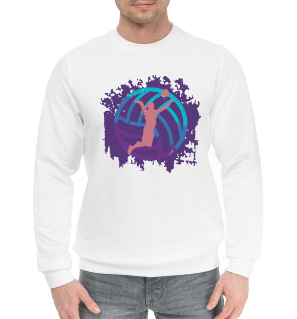 Мужской хлопковый свитшот с изображением Волейбол цвета Белый