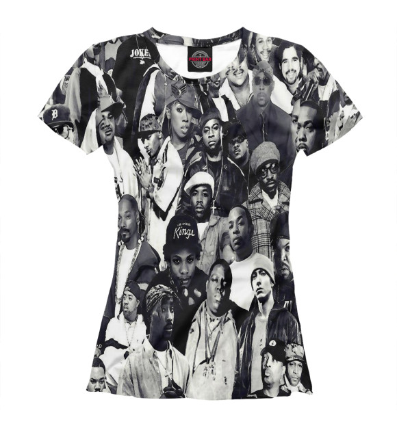 Женская футболка с изображением Рэперы | Зарубежный Рэп цвета Белый