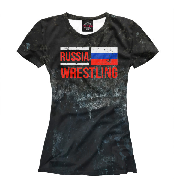 Футболка для девочек с изображением Russia Wrestling цвета Белый