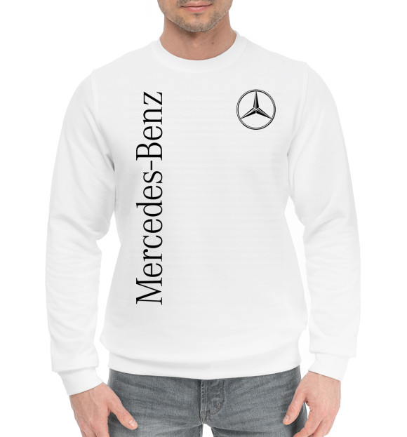 Мужской хлопковый свитшот с изображением Mercedes-Benz цвета Белый