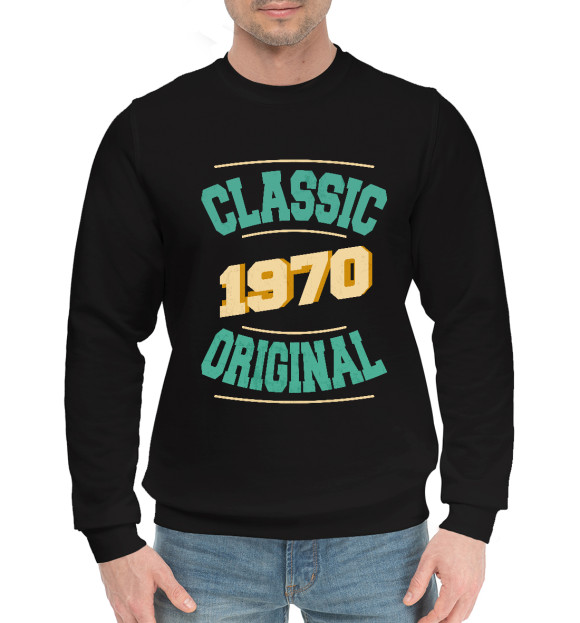 Мужской хлопковый свитшот с изображением 1970 classic цвета Черный