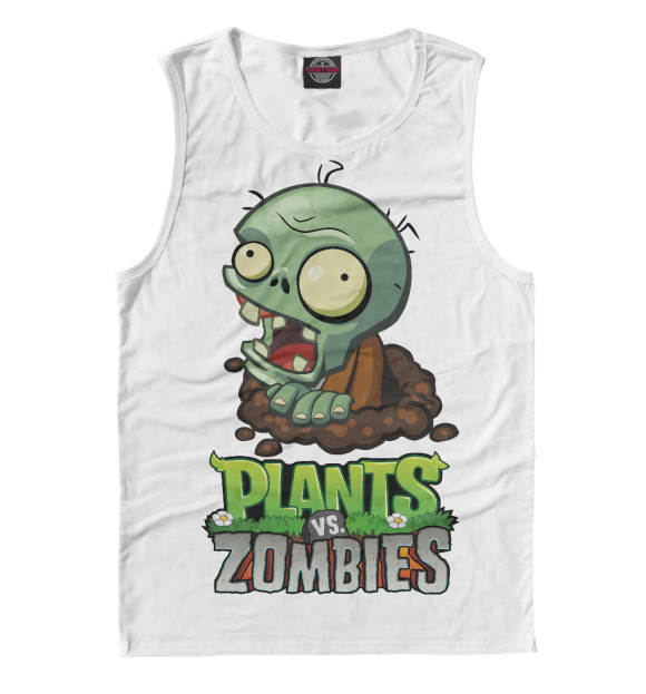 Мужская майка с изображением Plants vs. Zombies цвета Белый