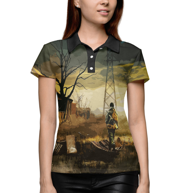 Женское поло с изображением Stalker цвета Белый