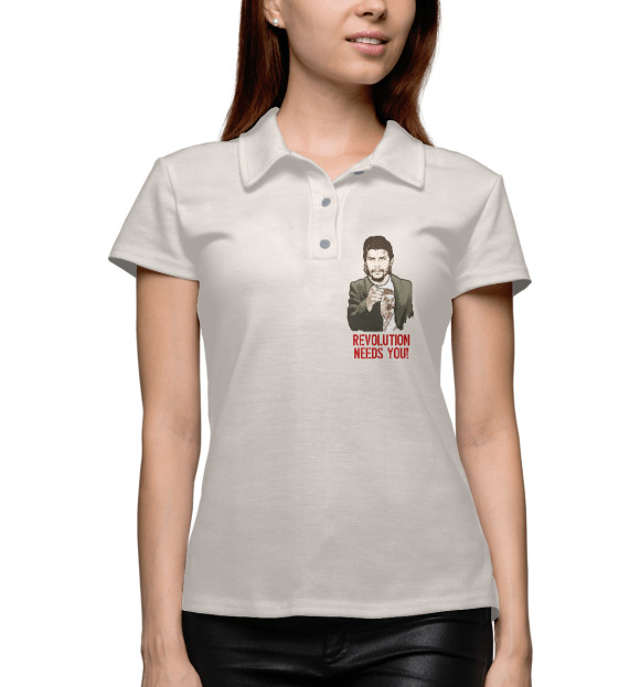 Женское поло с изображением Революции нужен ты! цвета Белый