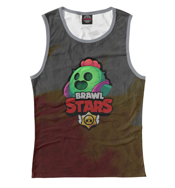 Женская майка с изображением Brawl Stars: Spike цвета Белый