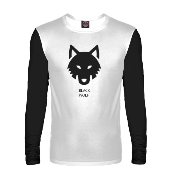 Мужской лонгслив с изображением Black wolf - paw цвета Белый