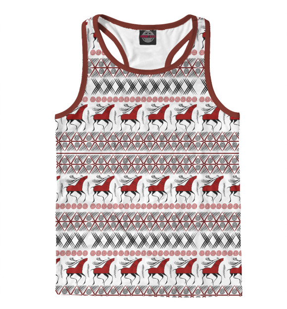 Мужская майка-борцовка с изображением Декоративные олени цвета Белый