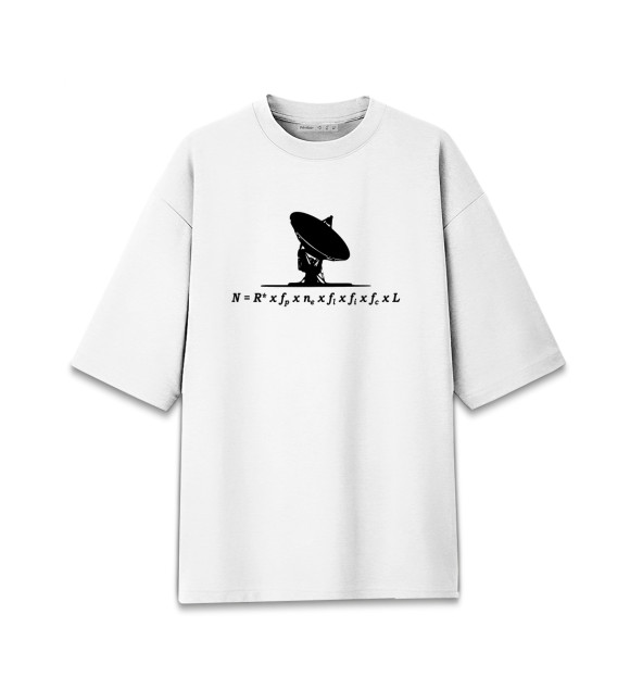 Мужская футболка оверсайз с изображением Уравнение Дрейка цвета Белый