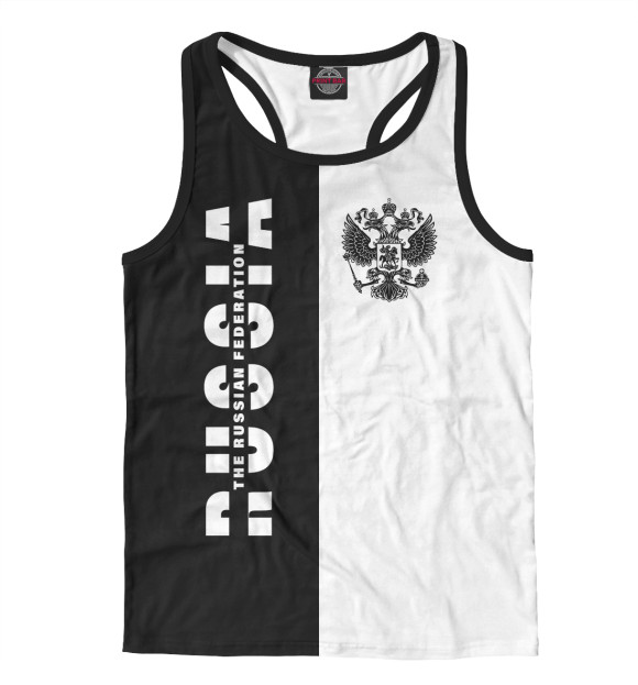 Мужская майка-борцовка с изображением Россия цвета Белый