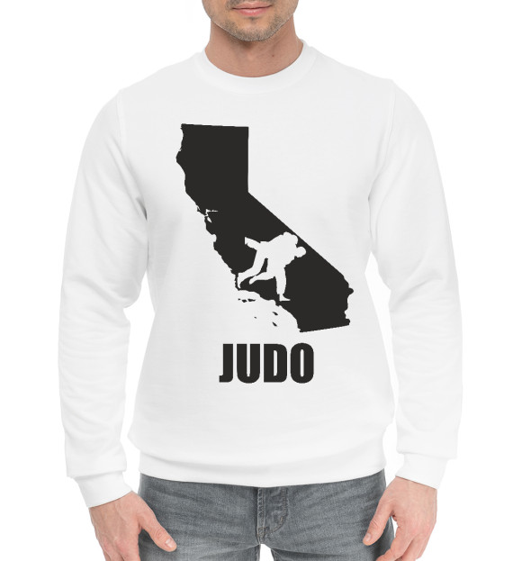 Мужской хлопковый свитшот с изображением Дзюдо цвета Белый