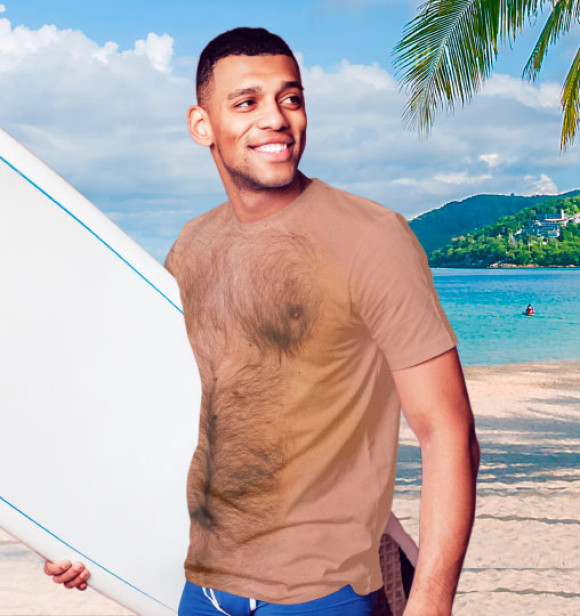 Мужская футболка с изображением Волосатая грудь цвета Белый