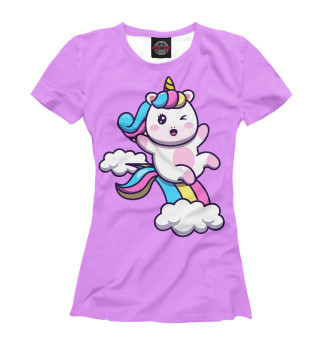 Женская футболка Единорог на радуге