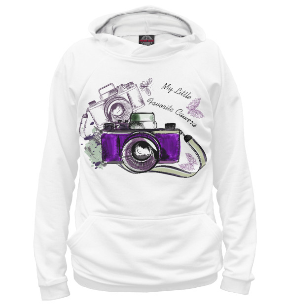 Худи для девочки с изображением Фотоаппарат цвета Белый