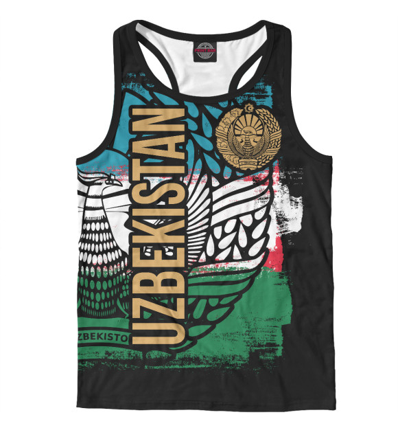 Мужская майка-борцовка с изображением Узбекистан цвета Белый