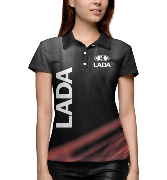 Женское поло с изображением LADA цвета Белый