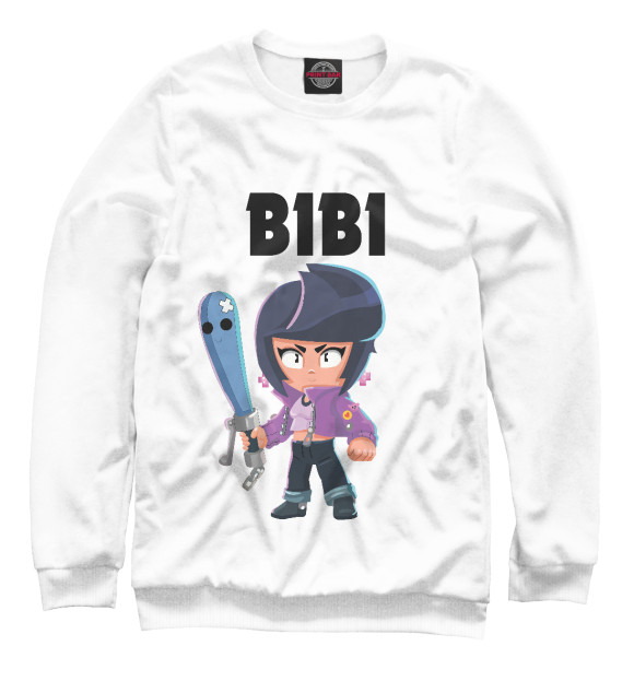Свитшот для девочек с изображением Brawl Stars BIBI цвета Белый