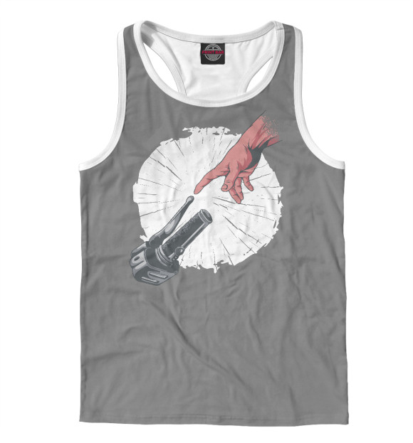 Мужская майка-борцовка с изображением Сотворение мотоцикла цвета Белый