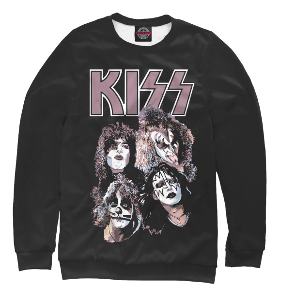 Свитшот для мальчиков с изображением KISS цвета Белый