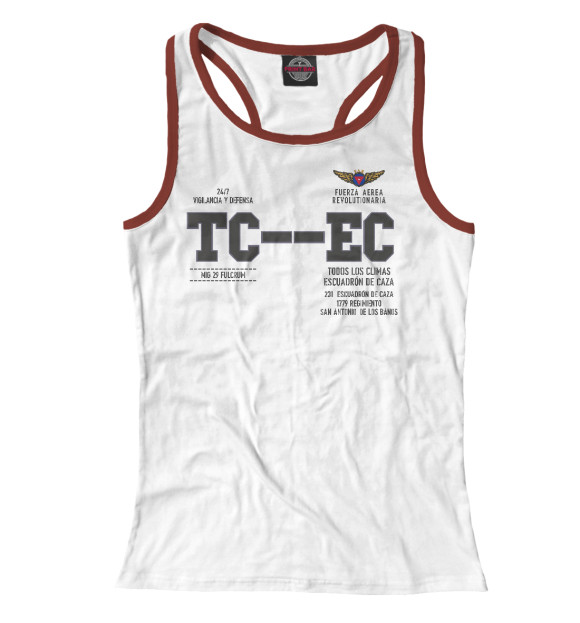 Женская майка-борцовка с изображением ВВС Кубы (FAR) цвета Белый