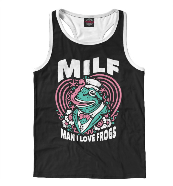 Мужская майка-борцовка с изображением Шаловливая лягуха цвета Белый