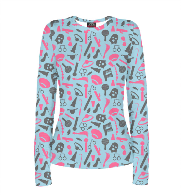 Женский лонгслив с изображением BDSM цвета Белый