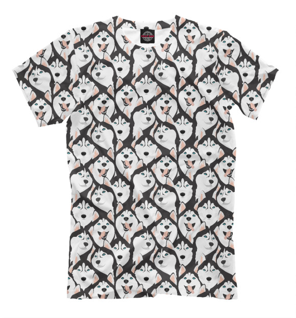 Мужская футболка с изображением Сибирский Хаски (Husky) цвета Белый
