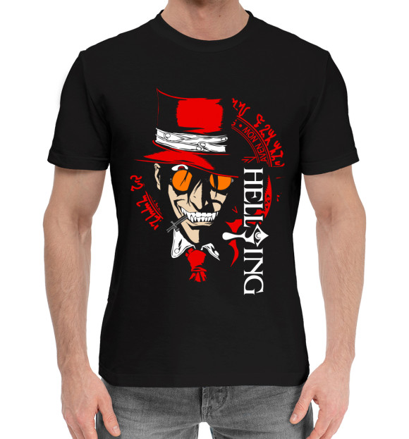 Мужская хлопковая футболка с изображением Хеллсинг, Алукард цвета Черный