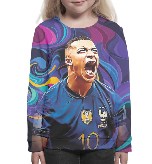 Свитшот для девочек с изображением Килиан Мбаппе цвета Белый