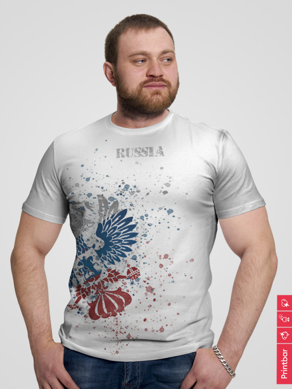 Мужская футболка с изображением россия цвета Белый